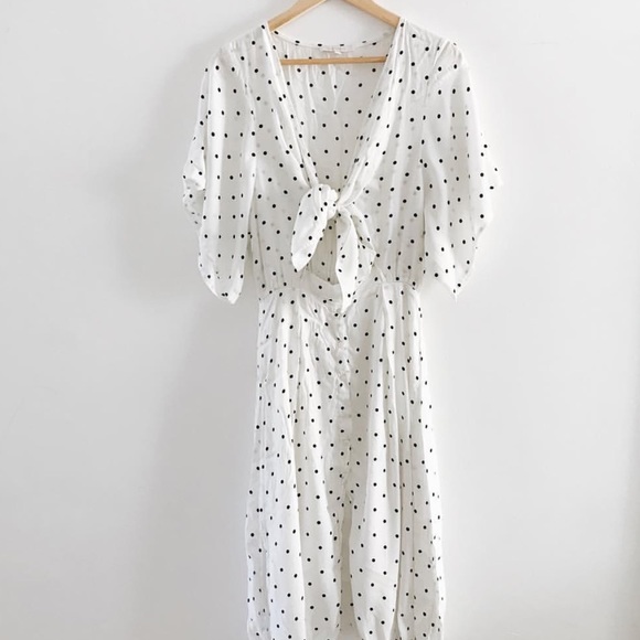 tie front polka dot dress